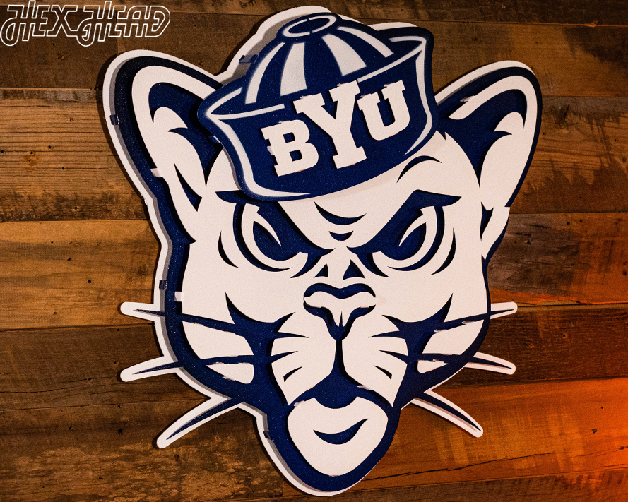 Brigham Young Cougars BYU Sailor Cougar 3D Vintage Metal Wall Art