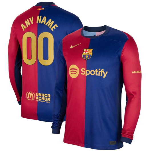 Barcelona Nike 2024/25 Home Long Sleeve Custom Jersey - Royal