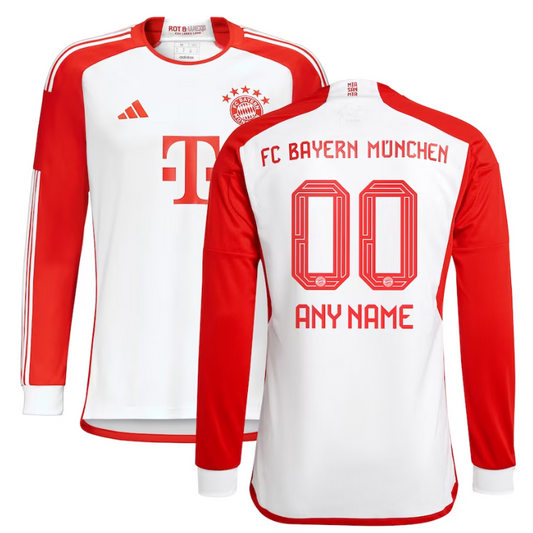 Bayern Munich Shirt 2023/24 Home Custom Long Sleeve Jersey - White