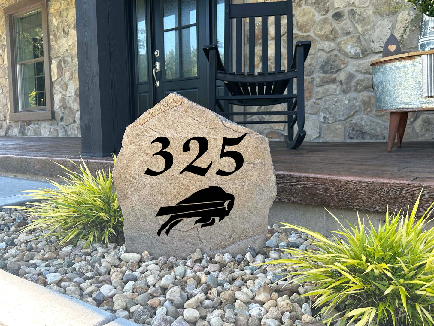 Buffalo Bills Design-A-Stone Landscape Art Address Stone