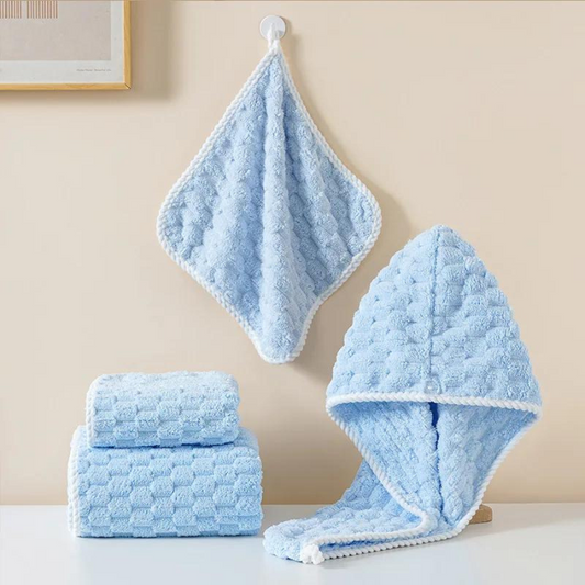 Cute Colorful Quick Dry Towel - Super Absorbent Cloud Grid Pattern