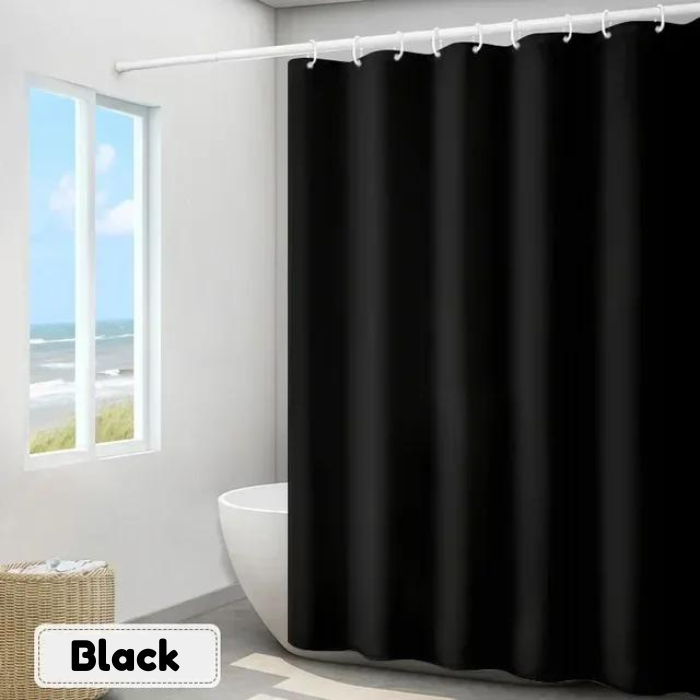 Premium Dacron Shower Curtains Thick, Solid Color with Hooks - Perfect for Hotel Bathroom Elegance