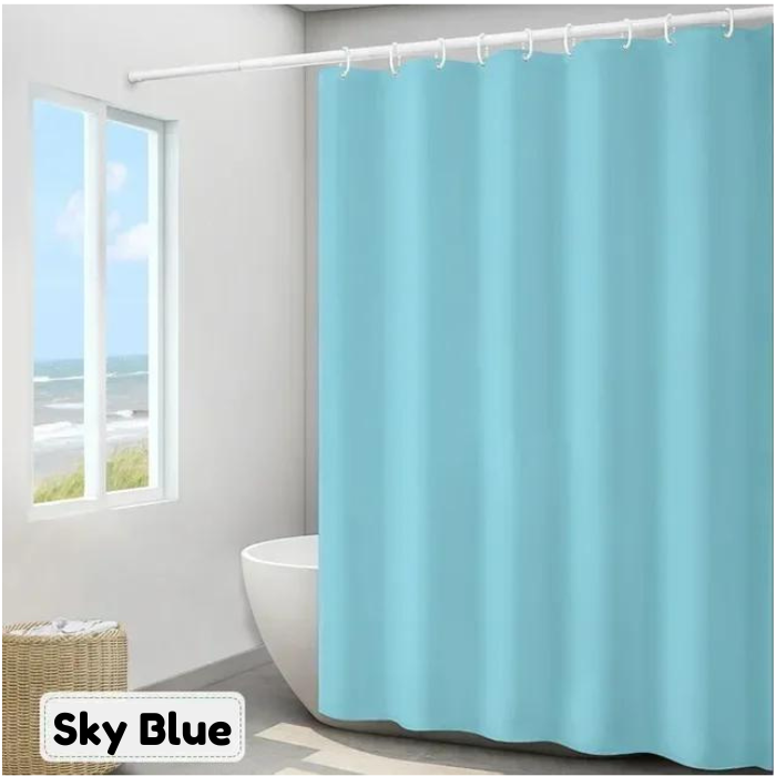 Premium Dacron Shower Curtains Thick, Solid Color with Hooks - Perfect for Hotel Bathroom Elegance