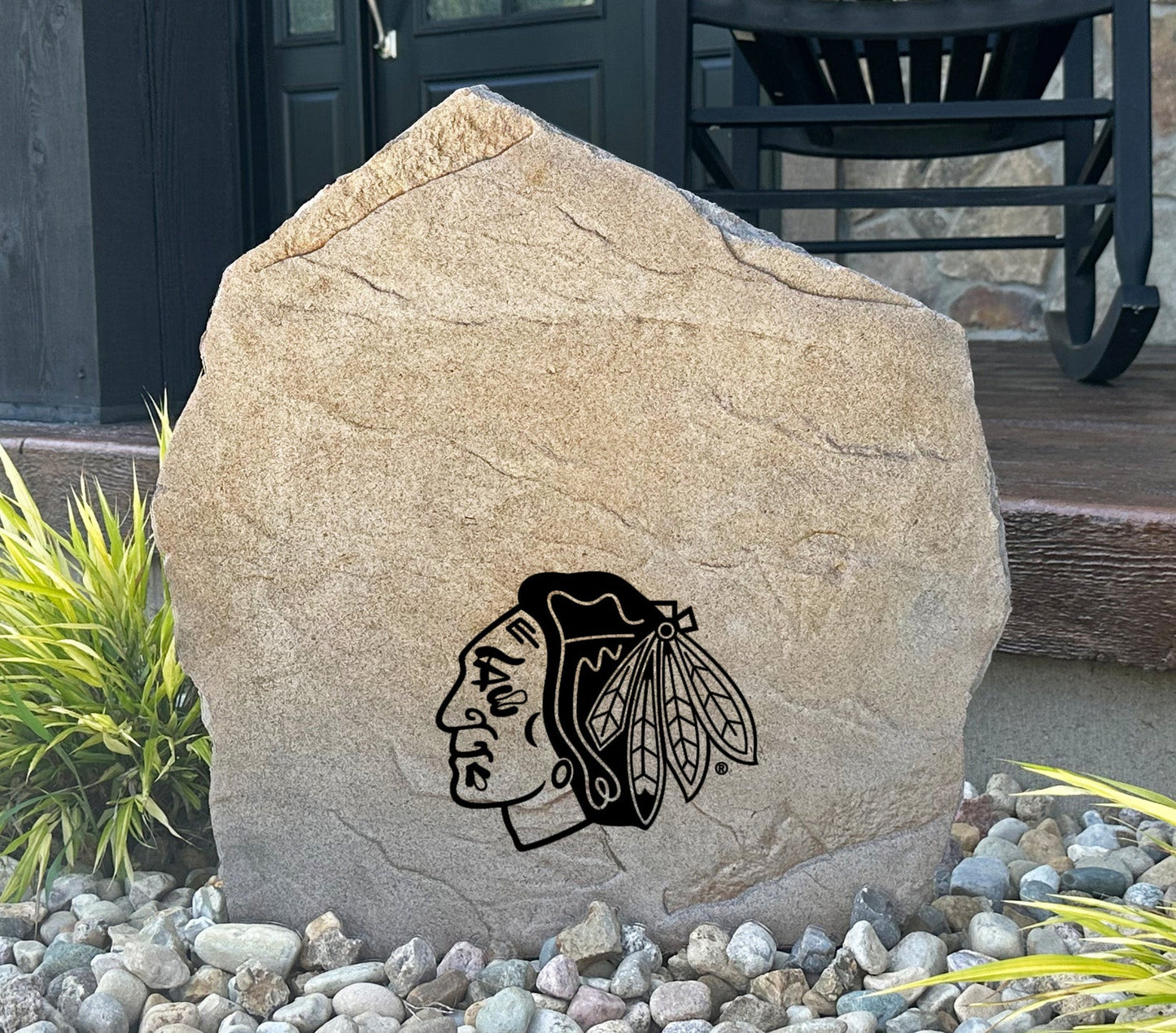 Chicago Blackhawks Design-A-Stone Landscape Art Address Stone