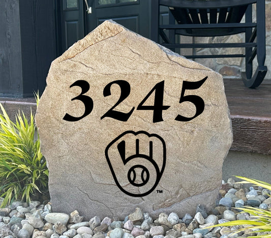 Milwaukee Brewers Design-A-Stone Landscape Art Address Stone