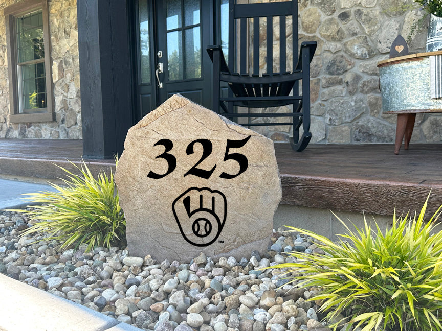 Milwaukee Brewers Design-A-Stone Landscape Art Address Stone