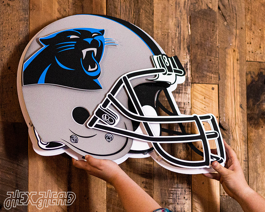 BLITZ Collection - 8 Layer Carolina Panthers Helmet 3D Vintage Metal Wall Art