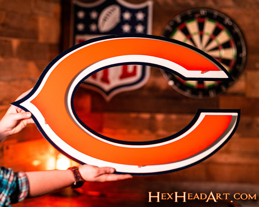 Chicago Bears "C" 3D Vintage Metal Wall Art