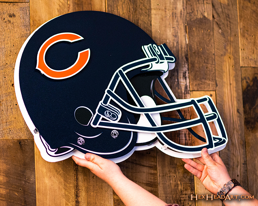 BLITZ Collection - 8 Layer Chicago Bears Helmet 3D Vintage Metal Wall Art