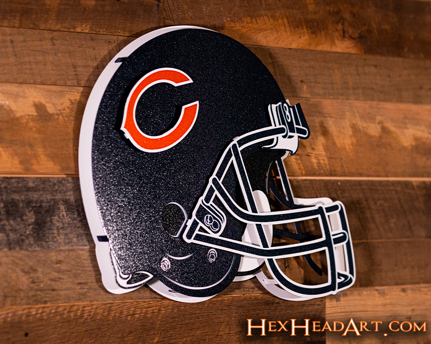 BLITZ Collection - 8 Layer Chicago Bears Helmet 3D Vintage Metal Wall Art