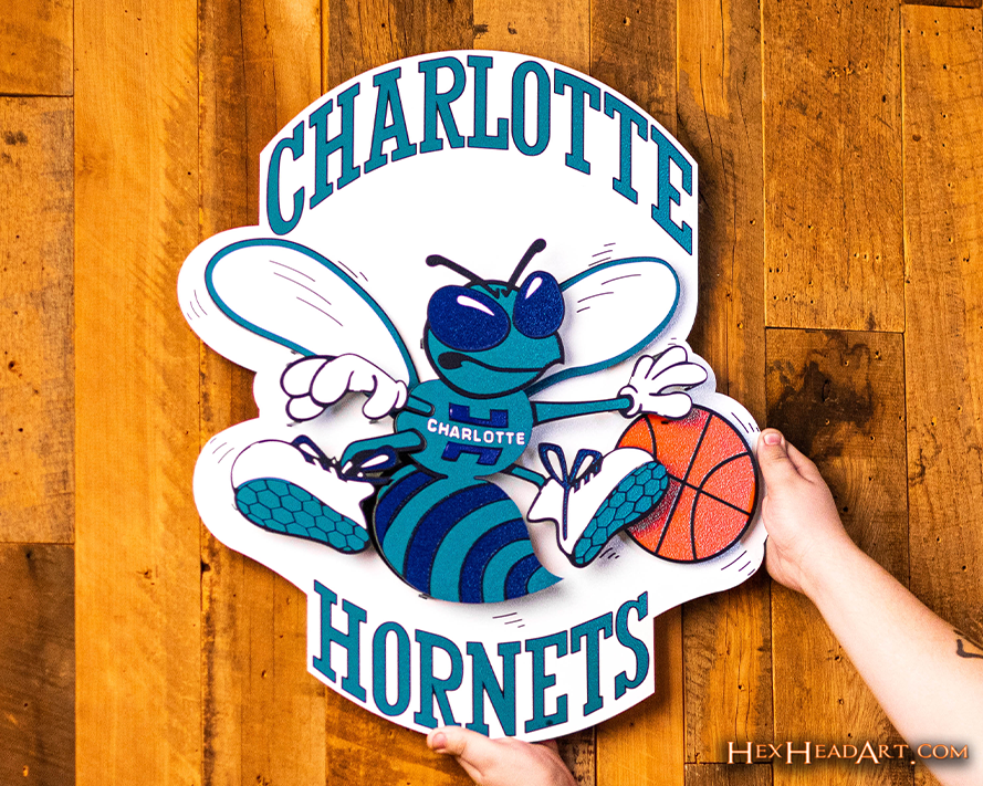 Charlotte Hornets 1988-2002 RETRO 3D Vintage Metal Wall Art