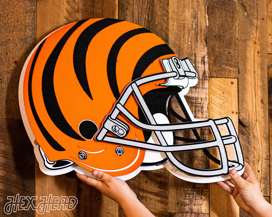 BLITZ Collection - 8 Layer Cincinnati Bengals Helmet 3D Vintage Metal Wall Art