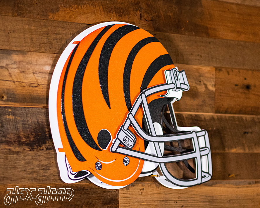 BLITZ Collection - 8 Layer Cincinnati Bengals Helmet 3D Vintage Metal Wall Art