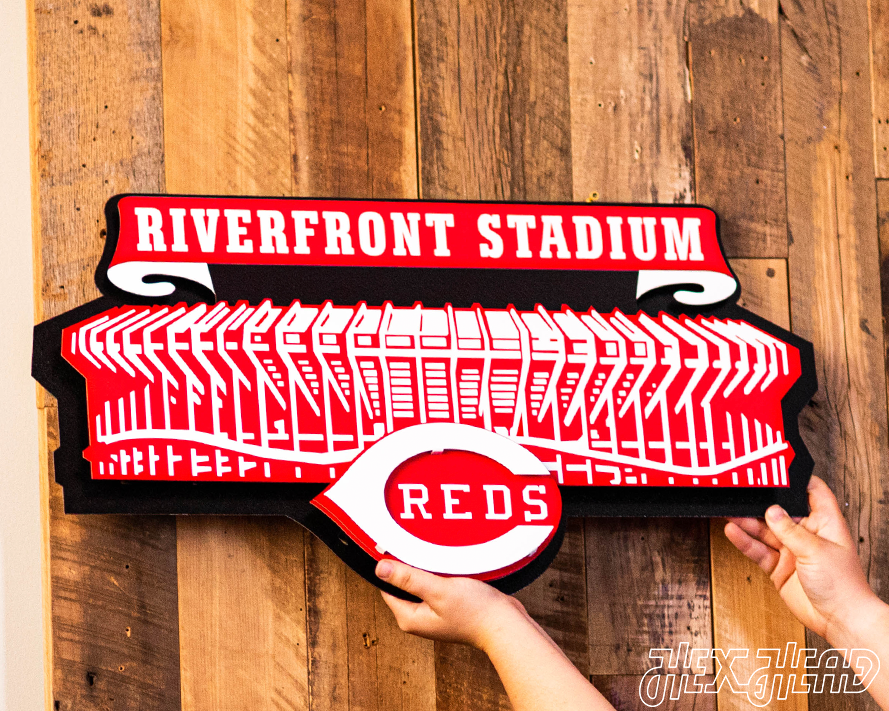 Cincinnati Reds RIVERFRONT STADIUM 3D Vintage Metal Wall Art