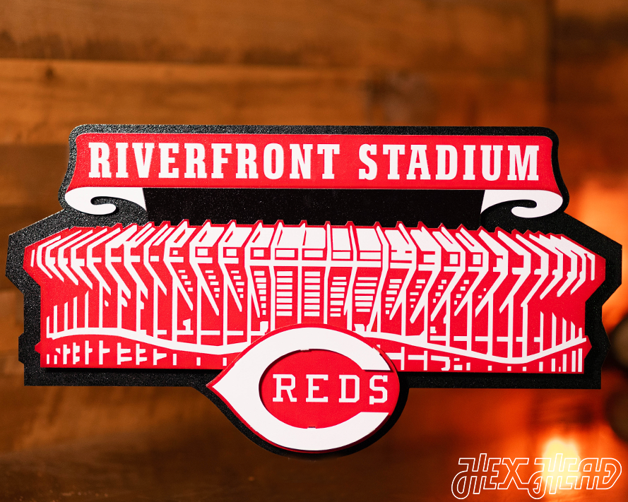 Cincinnati Reds RIVERFRONT STADIUM 3D Vintage Metal Wall Art