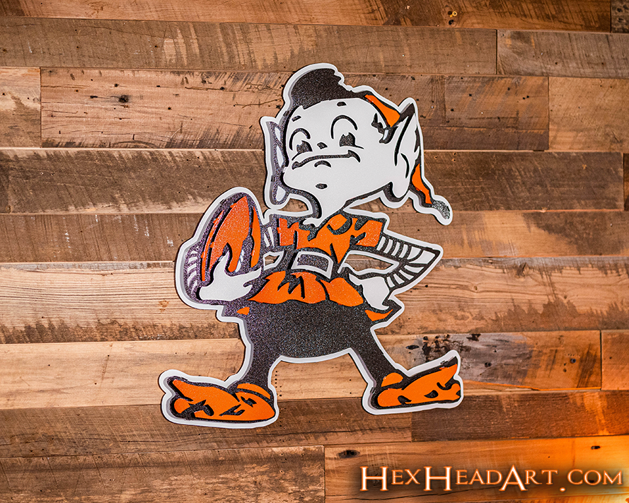 Cleveland Browns "Brownie" 3D Vintage Metal Wall Art