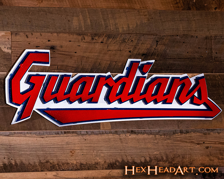 Cleveland Guardians Script "GUARDIANS"  3D Vintage Metal Wall Art