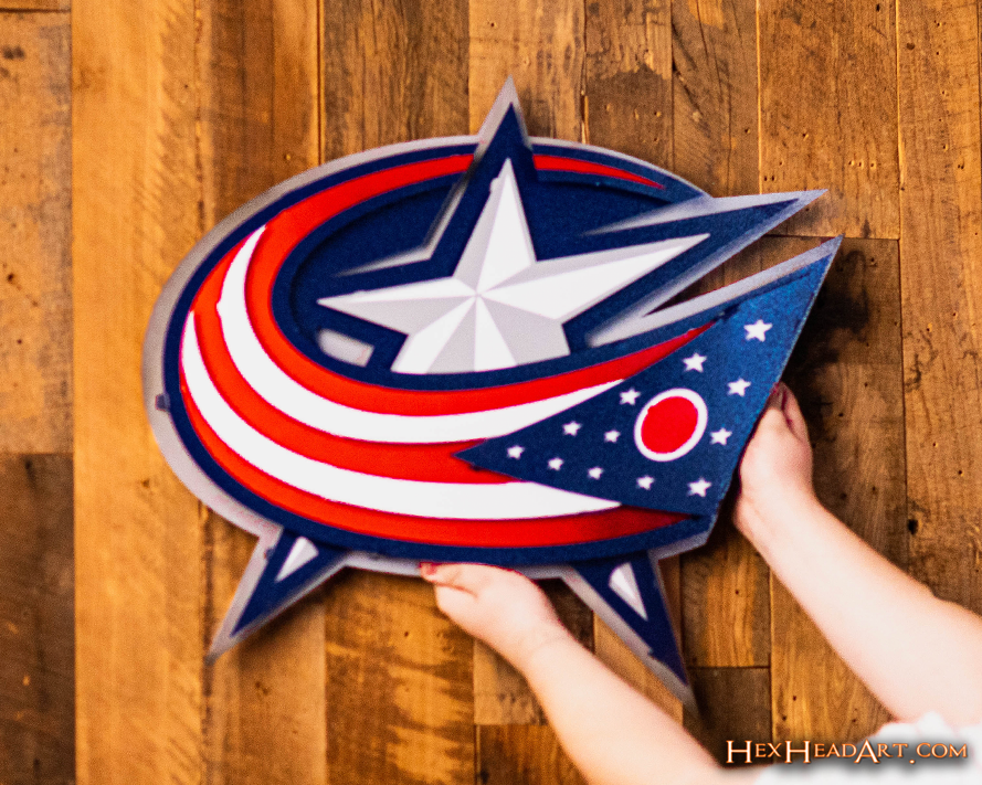 Columbus Blue Jackets NHL 3D Vintage Metal Wall Art