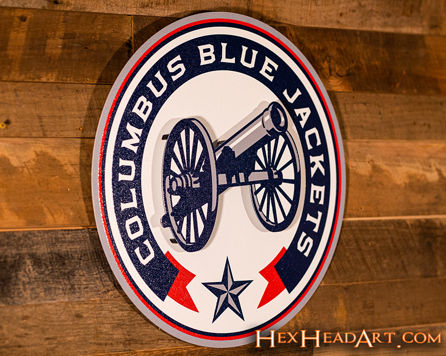 Columbus Blue Jackets New Logo NHL 3D Vintage Metal Wall Art