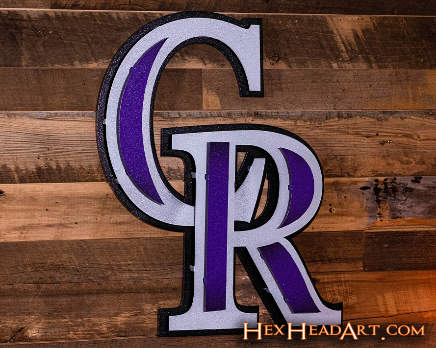 Colorado Rockies CR Logo 3D Metal Wall Art