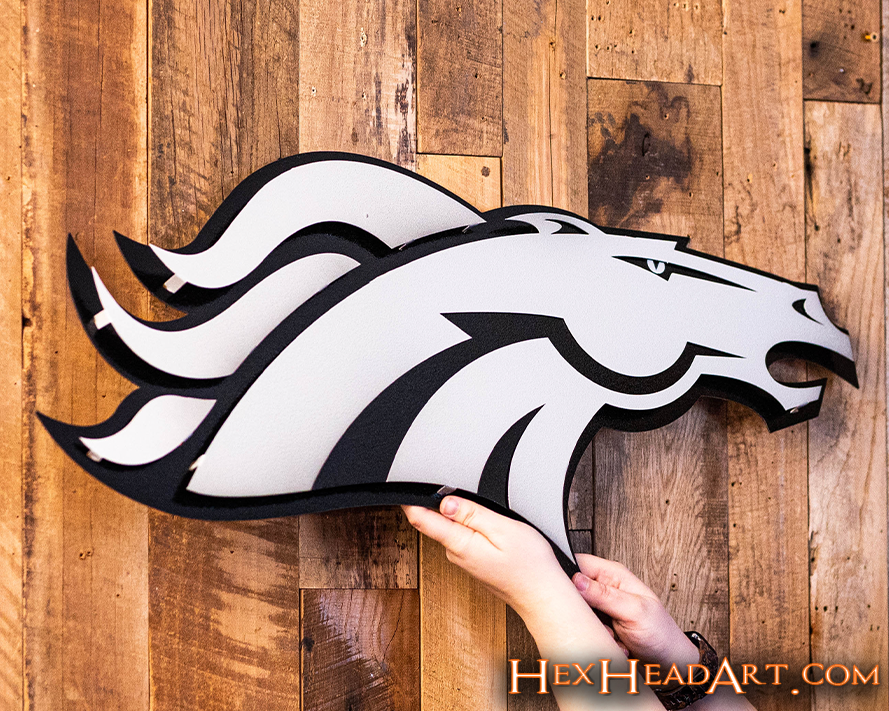 MONOCHROME - Denver Broncos 3D Vintage Metal Wall Art