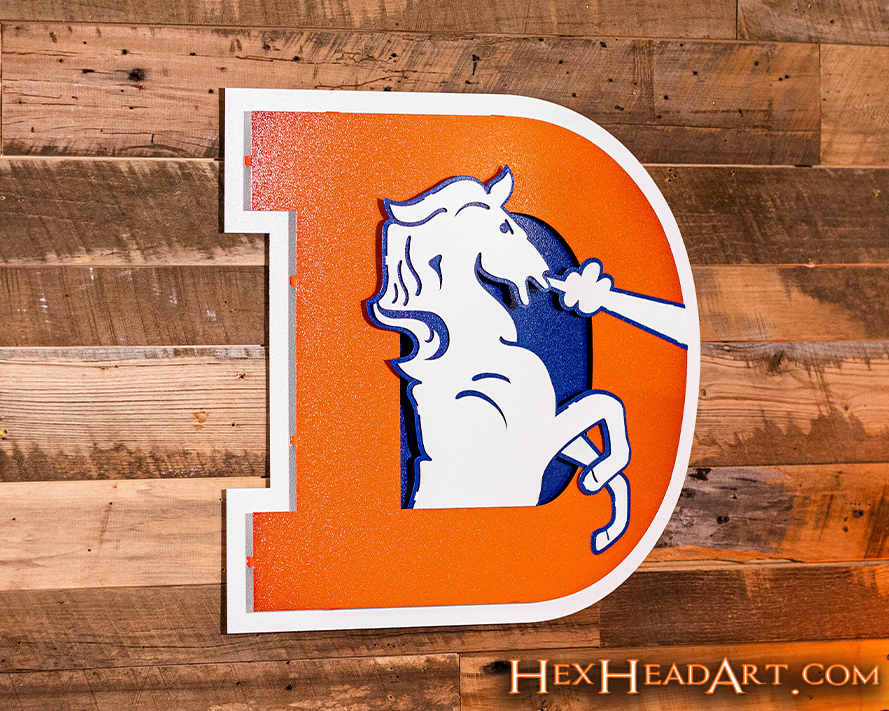 Denver Broncos Retro 1993-96  "D"  3D Vintage Metal Wall Art