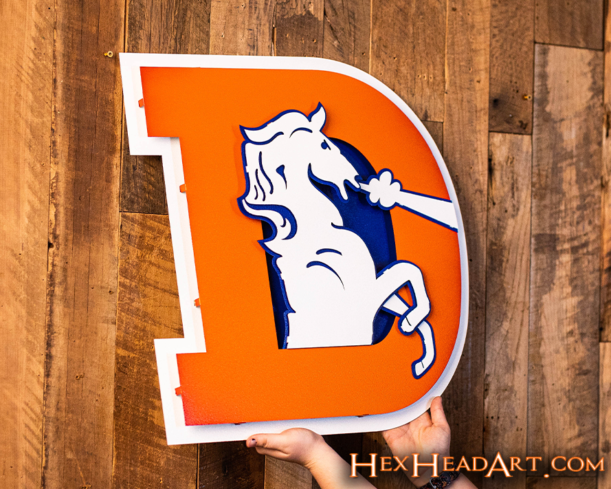 Denver Broncos Retro 1993-96  "D"  3D Vintage Metal Wall Art