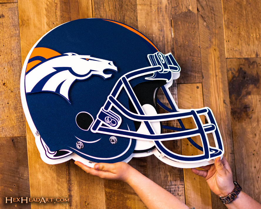 BLITZ Collection - 8 Layer Denver Broncos Helmet 3D Vintage Metal Wall Art