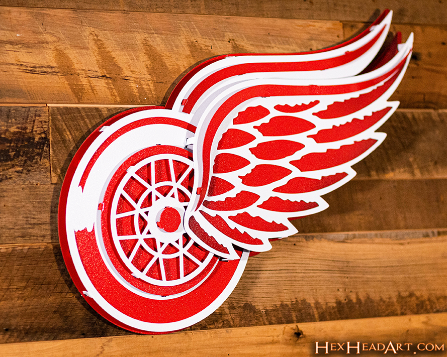 Detroit Red Wings 3D Vintage 9 LAYER Metal Wall Art