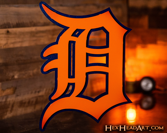 Detroit Tigers "D" - Orange/Navy 3D Vintage Metal Wall Art