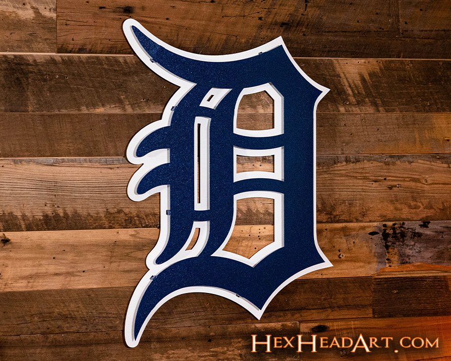 Detroit Tigers "D" - Navy/White 3D Vintage Metal Wall Art