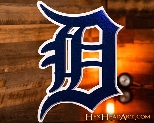 Detroit Tigers "D" - Navy/White 3D Vintage Metal Wall Art