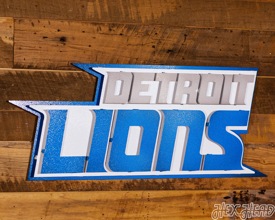 Detroit Lions Namemark 3D Vintage Metal Wall Art