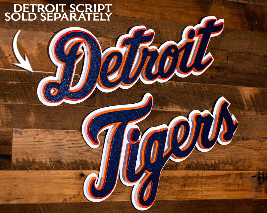 Detroit Tigers "Tigers" Word Script 3 Layer Metal Wall Art