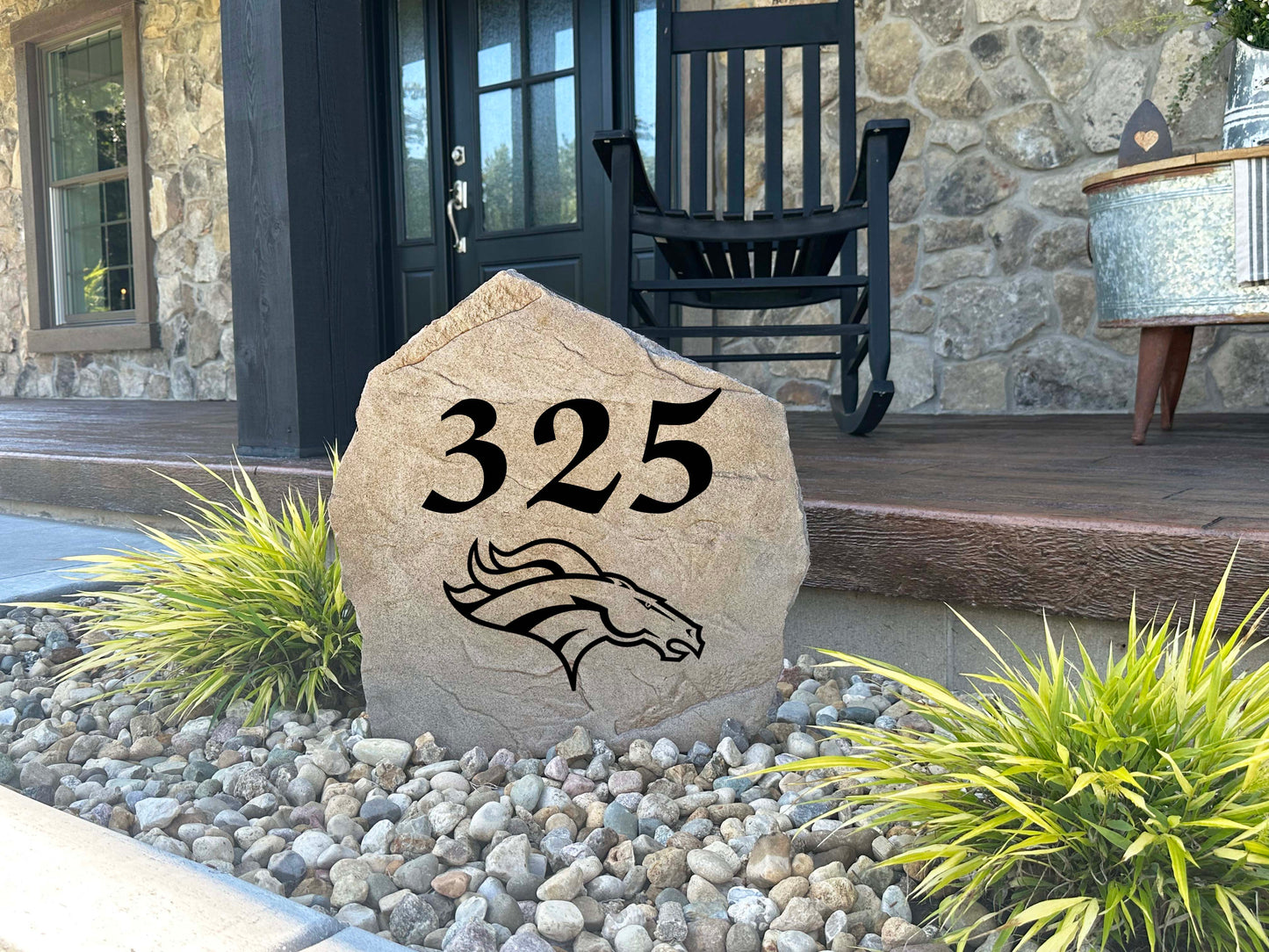 Denver Broncos Design-A-Stone Landscape Art Address Stone