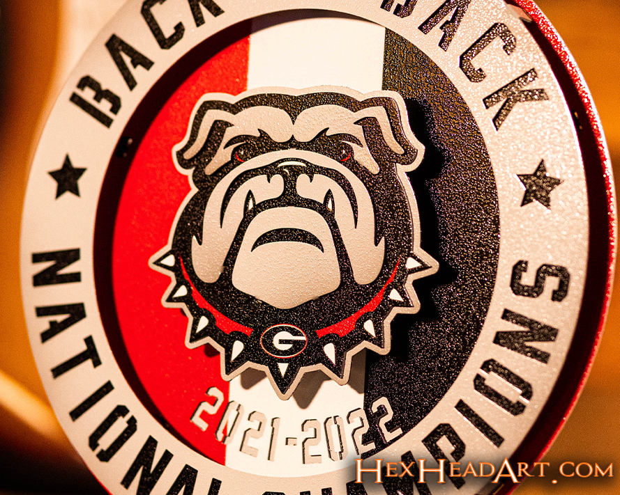 Georgia Bulldogs Hex Head Exclusive 2022 Championship 3D Vintage Metal Wall Art