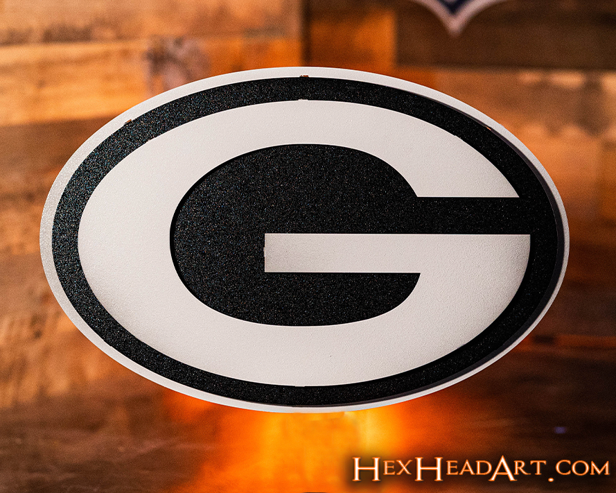 Monochromatic Green Bay Packers "G" 3D Vintage Metal Wall Art