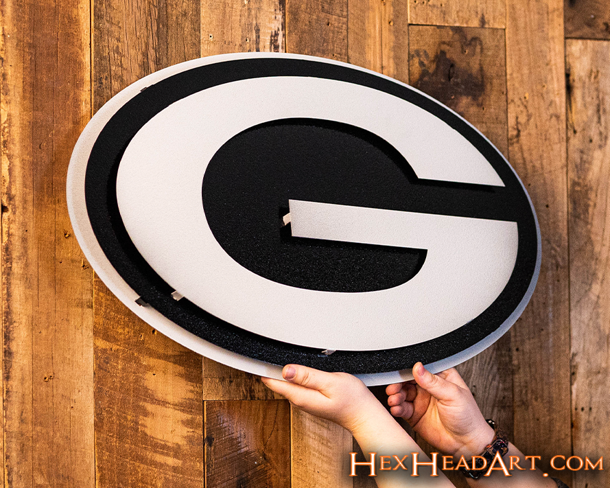 Monochromatic Green Bay Packers "G" 3D Vintage Metal Wall Art