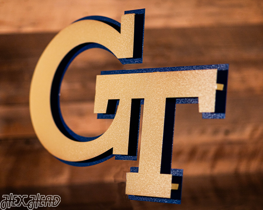 Georgia Tech Yellow Jackets "GT" 3D Vintage Metal Wall Art