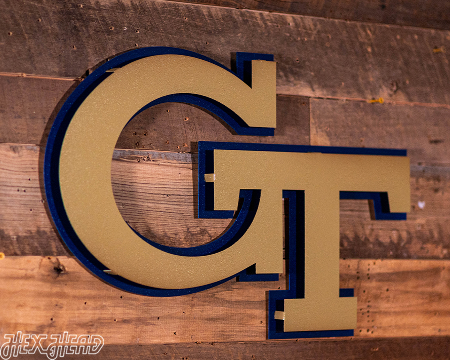 Georgia Tech Yellow Jackets "GT" 3D Vintage Metal Wall Art