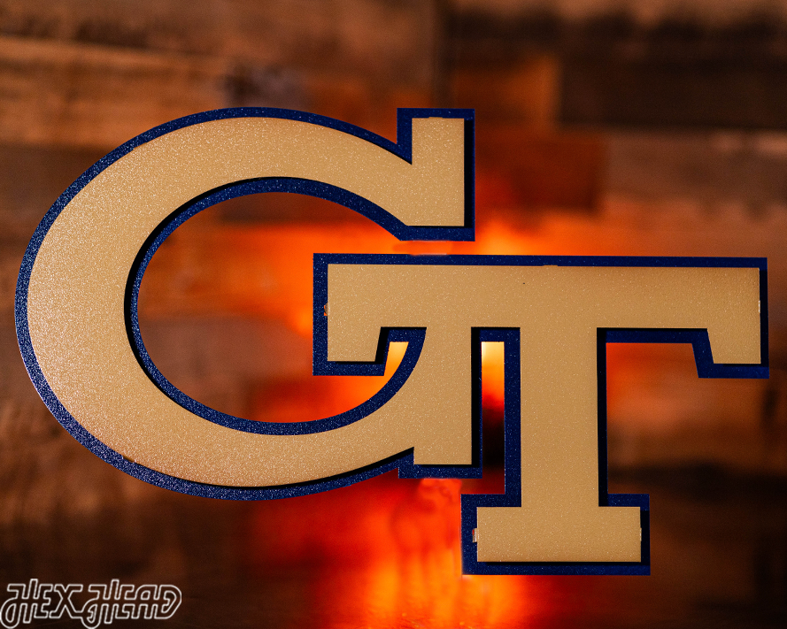 Georgia Tech Yellow Jackets "GT" 3D Vintage Metal Wall Art