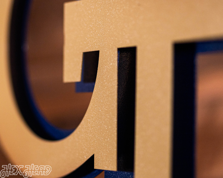 Georgia Tech Yellow Jackets "GT" 3D Vintage Metal Wall Art