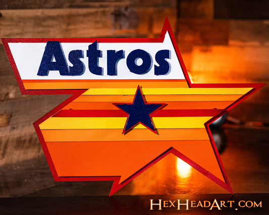 Houston Astros Retro Logo 3D Metal Metal Wall Art