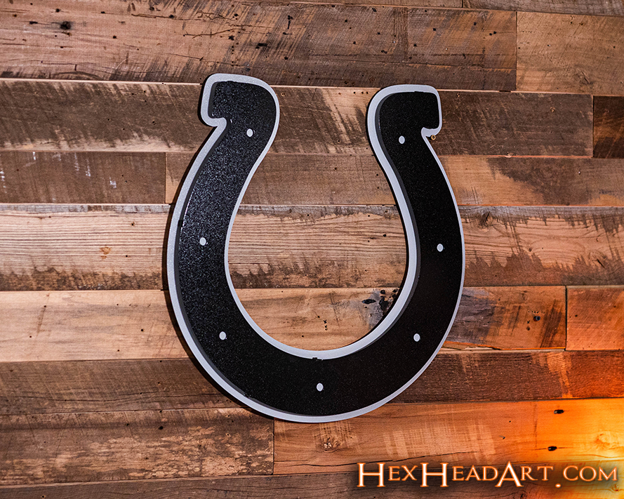 MONOCHROME - Indianapolis Colts Horseshoe 3D Vintage Metal Wall Art