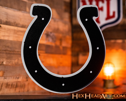 MONOCHROME - Indianapolis Colts Horseshoe 3D Vintage Metal Wall Art