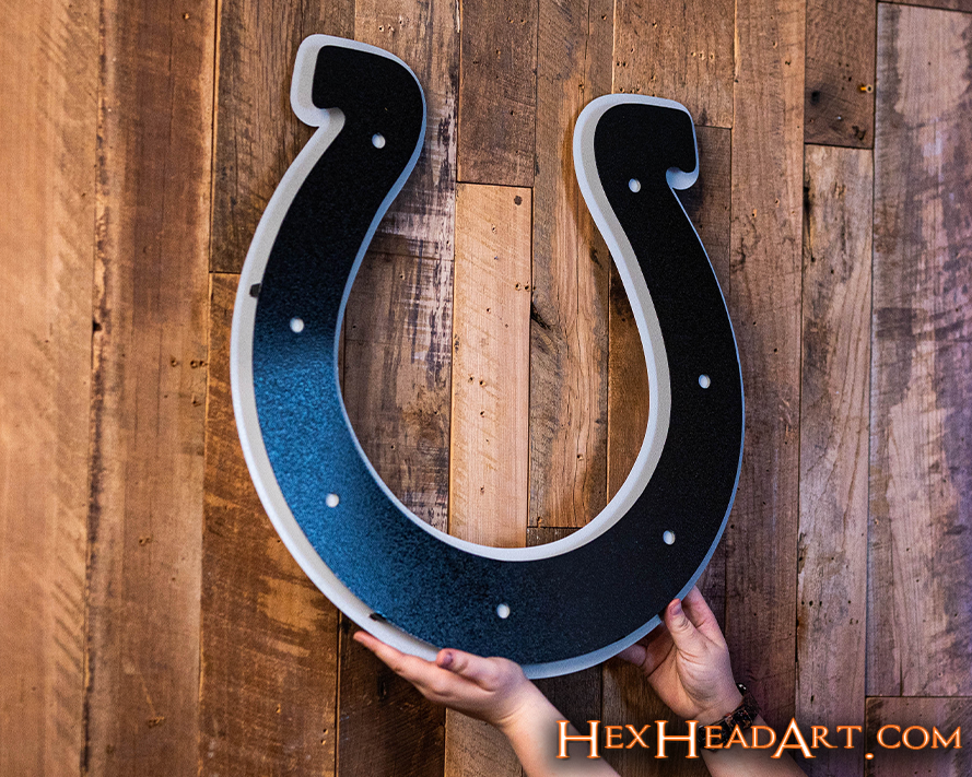 MONOCHROME - Indianapolis Colts Horseshoe 3D Vintage Metal Wall Art