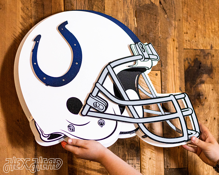 BLITZ Collection - 8 Layer Indianapolis Colts Helmet 3D Vintage Metal Wall Art