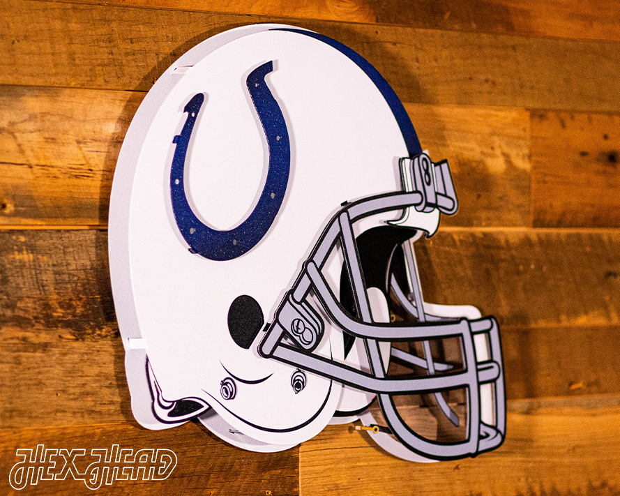 BLITZ Collection - 8 Layer Indianapolis Colts Helmet 3D Vintage Metal Wall Art