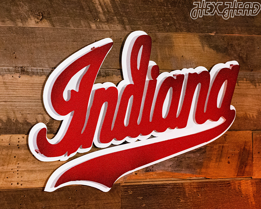 Indiana Hoosiers Classic Script 3D Vintage Metal Wall Art