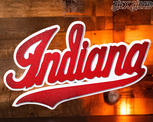 Indiana Hoosiers Classic Script 3D Vintage Metal Wall Art